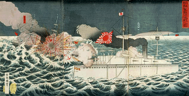 日艦『浪速』圖擊沈中國運兵船『高陞』圖