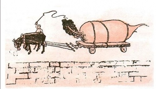 大躍進時期諷刺畫：一個蘿蔔千斤重，兩頭毛驢拉不動