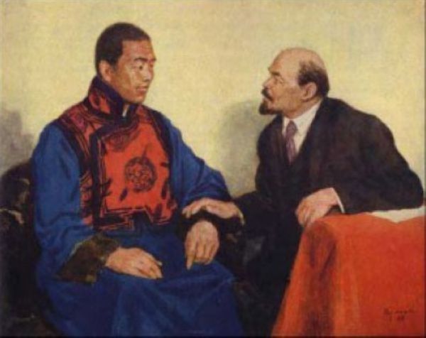 蘇赫巴托會列寧－－俄共宣傳畫